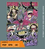 Plantilla diseño de camisetas vectoriales de anime Una Pieza luffy 8