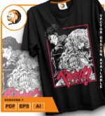 Plantilla diseño de camisetas vectoriales de anime Berserk 5 - Imagen 2