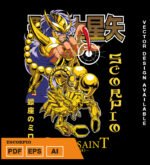 Plantilla diseño de camisetas vectoriales de anime Caballeros Escorpio