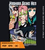 Plantilla diseño de camisetas vectoriales de anime Demon 4