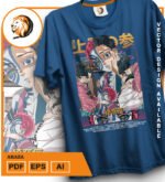 Plantilla diseño de camisetas vectoriales de anime Demon Akaza 2 - Imagen 2