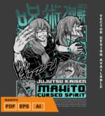 Plantilla diseño de camisetas vectoriales de anime Jujutsu Mahito