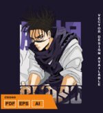 Plantilla diseño de camisetas vectoriales de anime Jujutsu Choso