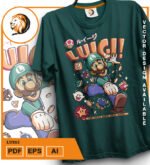 Plantilla diseño de camisetas vectoriales luigi - Imagen 2