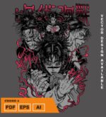 Plantilla diseño de camisetas vectoriales de anime Jujutsu Choso 2