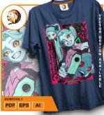 Plantilla diseño de camisetas vectoriales de anime Cyber Rebecca 3 - Imagen 2