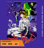 Plantilla diseño de camisetas vectoriales de anime Eva