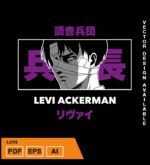 Plantilla diseño de camisetas vectoriales de anime Ataque Levi