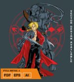 Plantilla diseño de camisetas vectoriales de anime Full 4