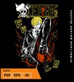 Plantilla diseño de camisetas vectoriales de anime Una Pieza Sanji