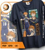 Plantilla diseño de camisetas vectoriales de anime Haikyu hinata - Imagen 2