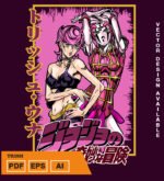 Plantilla diseño de camisetas vectoriales de anime Jojos trish