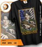 Plantilla diseño de camisetas vectoriales de anime Ataque Levi 3 - Imagen 2