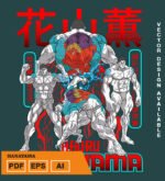 Plantilla diseño de camisetas vectoriales de anime Baki Hanayama