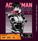 Plantilla diseño de camisetas vectoriales de anime Ataque Mikaza