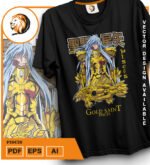 Plantilla diseño de camisetas vectoriales de anime Caballeros Piscis - Imagen 2