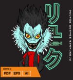 Plantilla diseño de camisetas vectoriales de anime Death ryuk