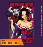Plantilla diseño de camisetas vectoriales de anime Una Pieza Boa