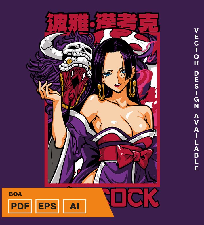 UYUURU Plantilla diseño de camisetas vectoriales de anime Una Pieza Boa - Imagen 1