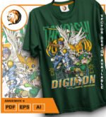 Plantilla diseño de camisetas vectoriales de anime Digi angemon 2 - Imagen 2