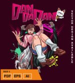 Plantilla diseño de camisetas vectoriales de anime Dan 2