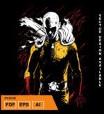 Plantilla diseño de camisetas vectoriales de anime one punch