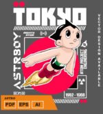 Plantilla de diseño de camiseta vectorial Astro Boy