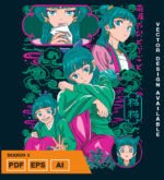 Plantilla diseño de camisetas vectoriales de anime diario 3