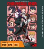 Plantilla de diseño de camiseta vectorial chainsaw10