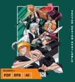 Plantilla diseño de camisetas vectoriales de anime Bleach 3
