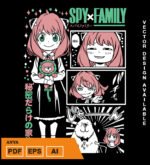 Plantilla diseño de camisetas vectoriales de anime familia espia anya 2