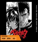 Plantilla diseño de camisetas vectoriales de anime Berserk