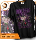 Plantilla diseño de camisetas vectoriales de anime Una Pieza zoro 4 - Imagen 2