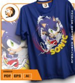 Plantilla diseño de camisetas vectoriales sonico - Imagen 2