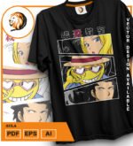 Plantilla diseño de camisetas vectoriales de anime Aula 1 - Imagen 2