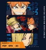 Plantilla diseño de camisetas vectoriales de anime Haikyu 2