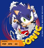 Plantilla diseño de camisetas vectoriales sonico