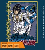 Plantilla diseño de camisetas vectoriales de anime Jojos bruno