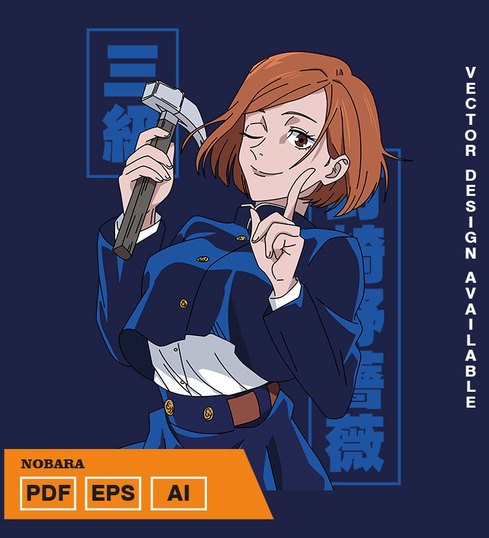 YERYREYE Plantilla diseño de camisetas vectoriales de anime Jujutsu Nobara - Imagen 1