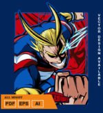 Plantilla diseño de camisetas vectoriales de anime My Heroe Might