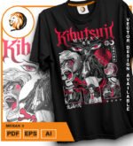 Plantilla diseño de camisetas vectoriales de anime Demon Muzan 3 - Imagen 2