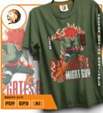 Plantilla diseño de camisetas vectoriales de anime Naruto  Might - Imagen 2