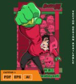Plantilla diseño de camisetas vectoriales de anime supercampeones 3