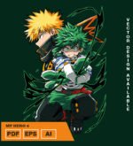 Plantilla diseño de camisetas vectoriales de anime My Heroe 5