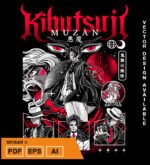 Plantilla diseño de camisetas vectoriales de anime Demon Muzan 3