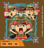 Plantilla diseño de camisetas vectoriales de anime Una Pieza Chooper 2
