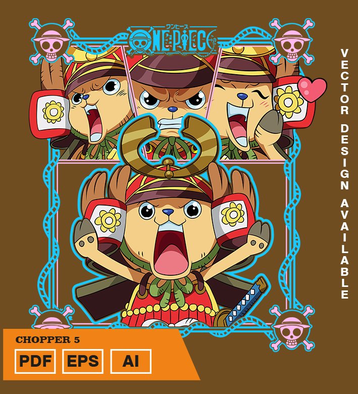 YEYERYREY Plantilla diseño de camisetas vectoriales de anime Una Pieza Chooper 2 - Imagen 1
