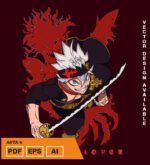 Plantilla diseño de camisetas vectoriales de anime Black Asta 6