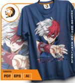 Plantilla diseño de camisetas vectoriales de anime My Heroe Todoroki - Imagen 2
