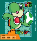 Plantilla diseño de camisetas vectoriales yoshi